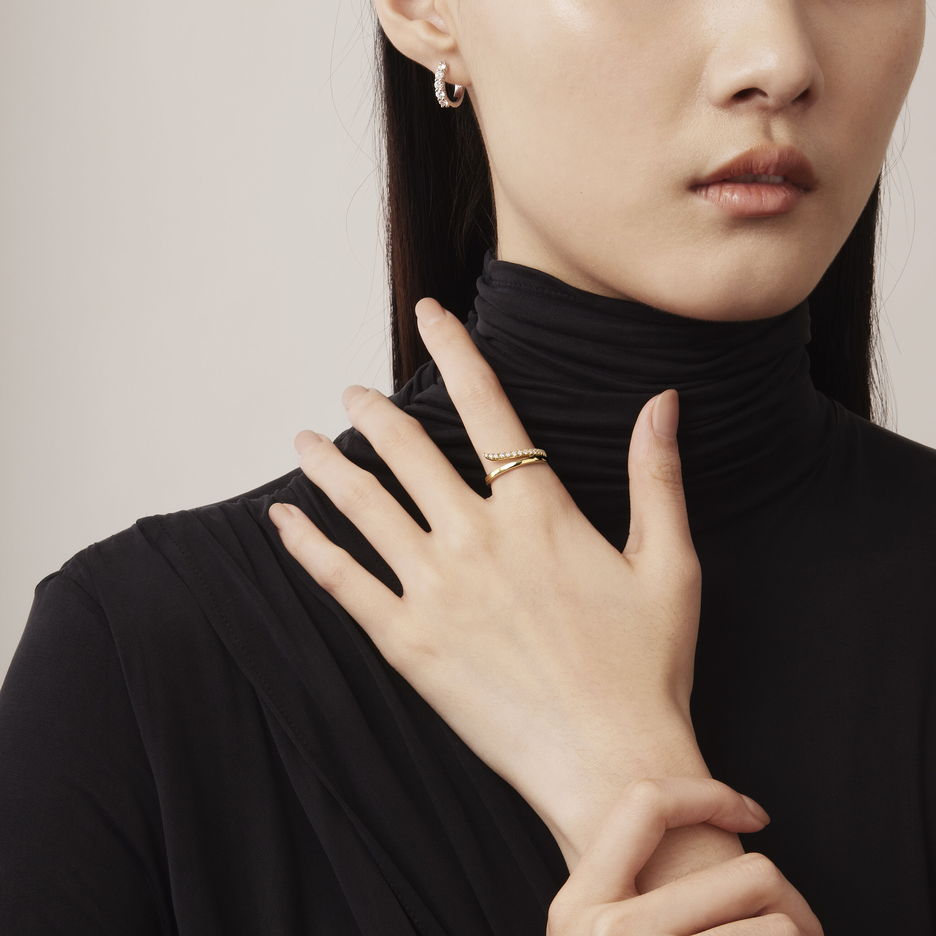 VELA 法式鑲嵌鑽石戒指, 18K 玫瑰金, large