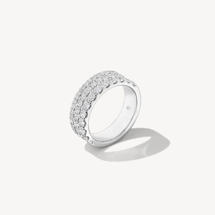 Grace Triple Row Ring, 18K White Gold, large