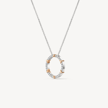 Copley Pav&eacute; Diamond Pendant Necklace, 18K White gold and Rose gold, large