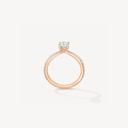 VELA Solitatire Ring With Diamond Band, 18K Rose Gold, large