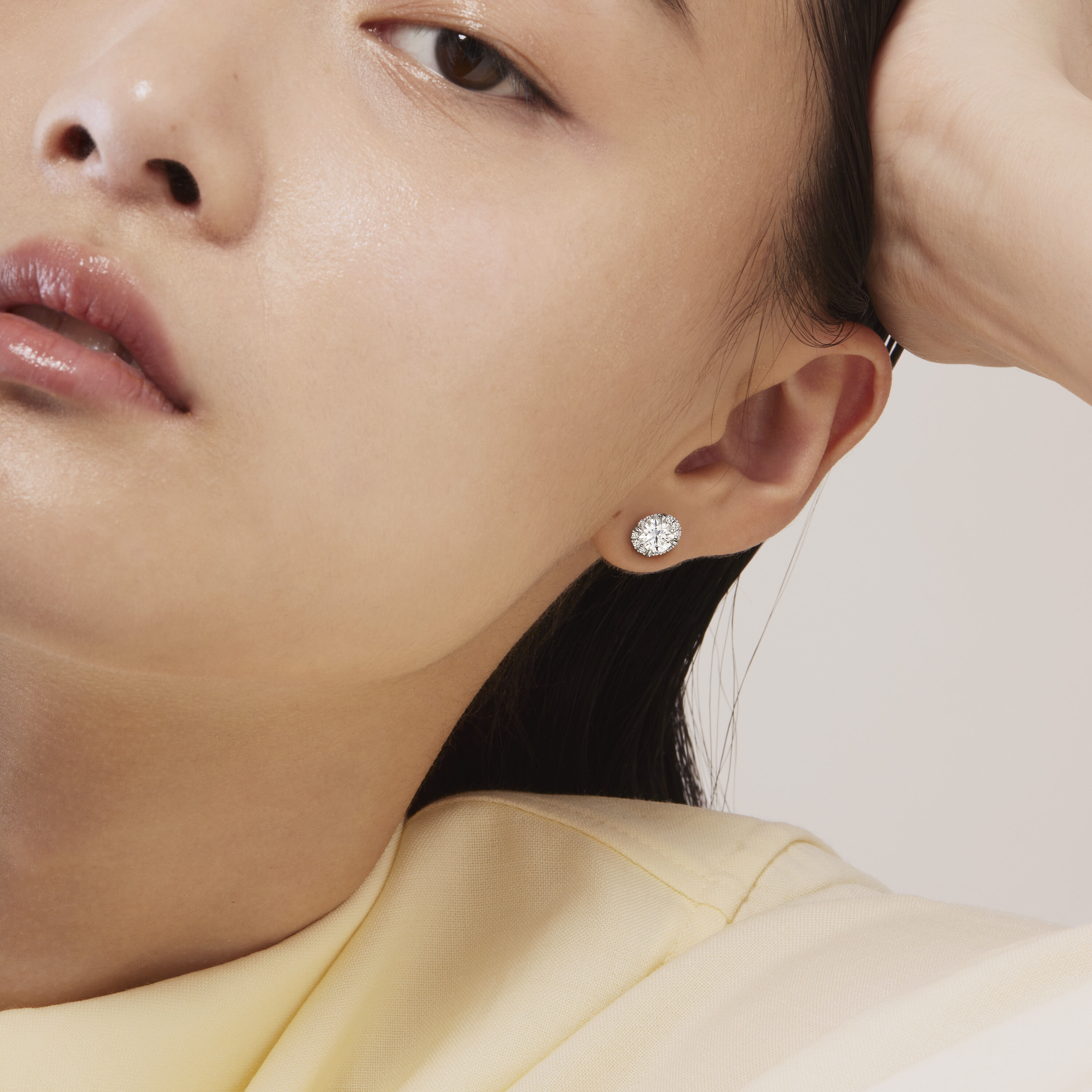 Ellipse鑽石耳環, 18K 白金, large