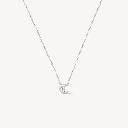 CHARMED HALF MOON 鑽石項鍊, 18K 白金, large
