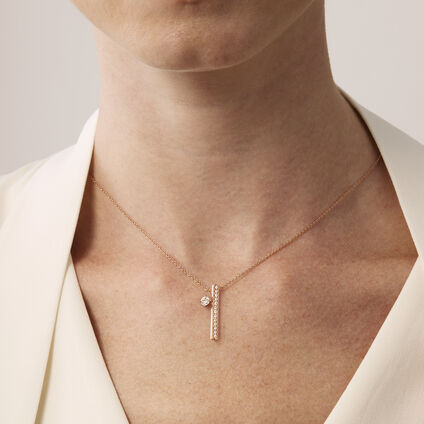 Barre Floating 密鑲鑽石項鍊, 18K 白金, large