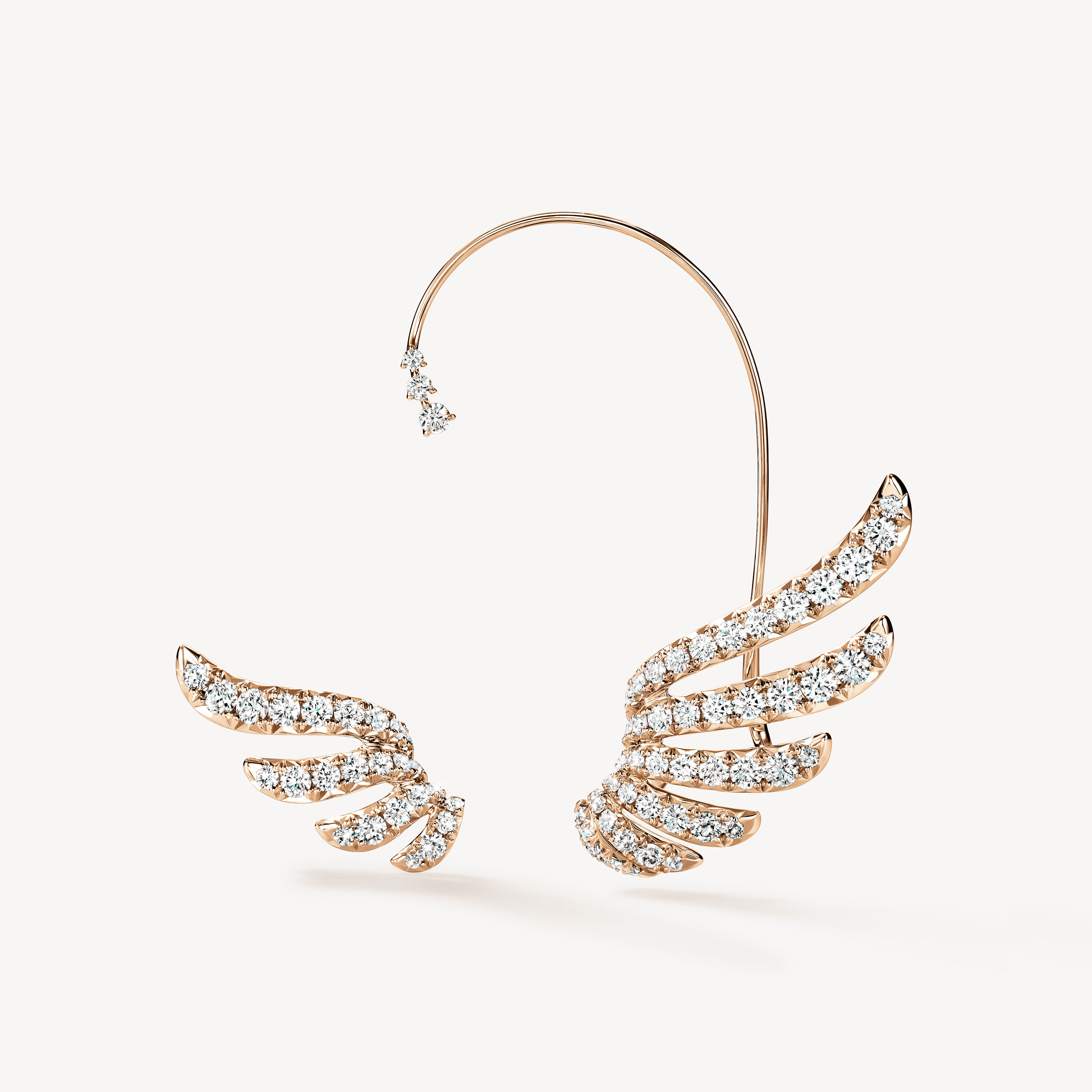 VELA French Cut Pav&eacute; Diamond Asymmetrical Climber Earrings , 18K Rose Gold, large