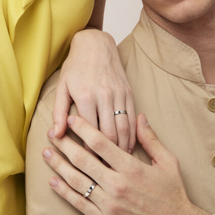 Corner Wedding Band, 18K Rose Gold, large
