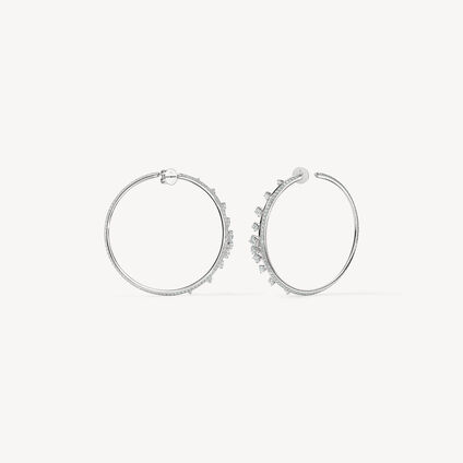 BARRE Floating Diamond Large Hoops, 18K White Gold, large