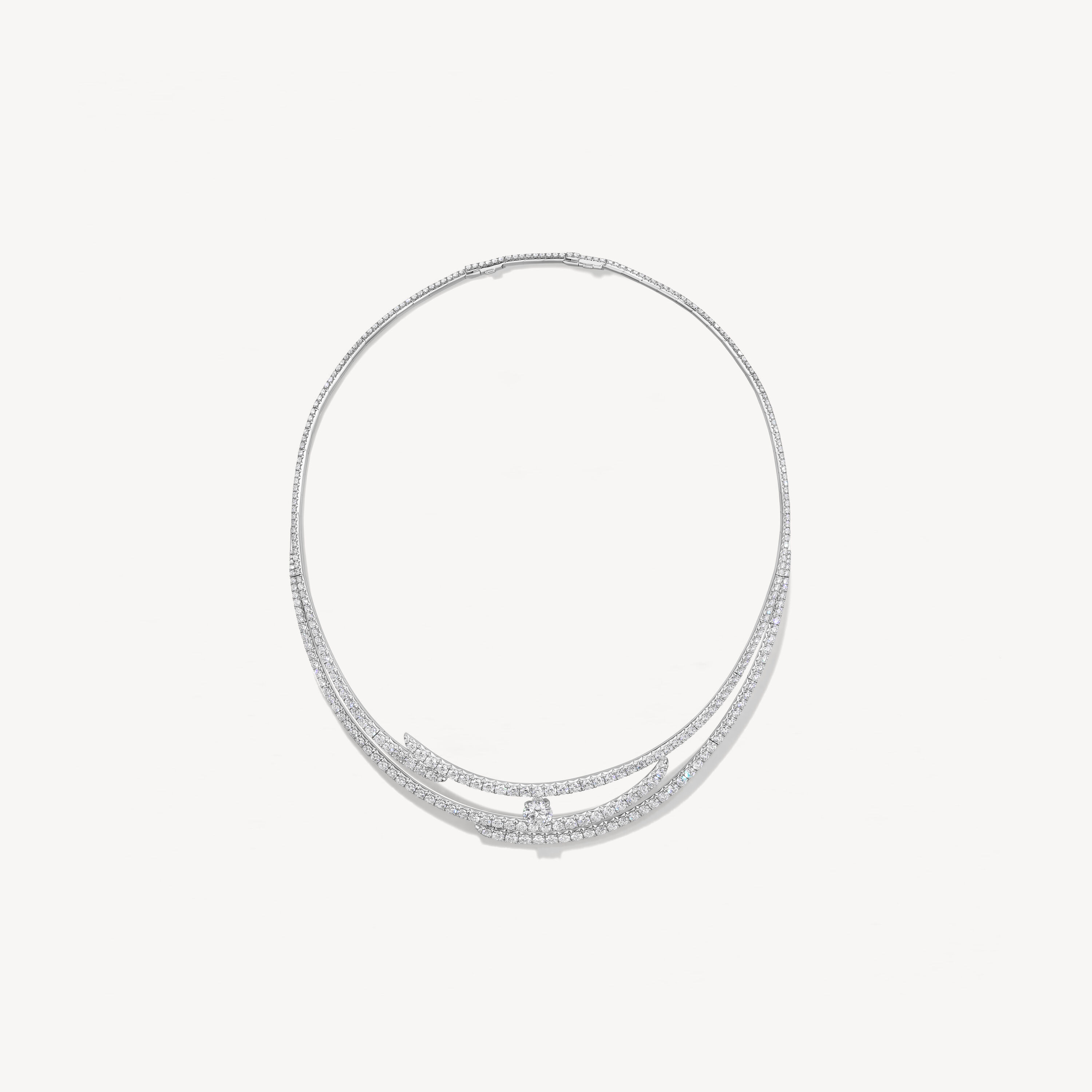VELA French Cut Pav&eacute; Collar, 18K White Gold, large