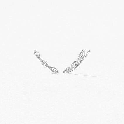 Aerial Marquise 鑽石耳環, 18K 白金, large