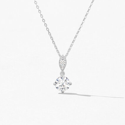 Aerial Petite Drop 鑽石項鏈, 18K 白金, large