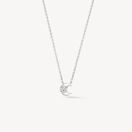 CHARMED HALF MOON 鑽石項鍊, 18K 白金, large