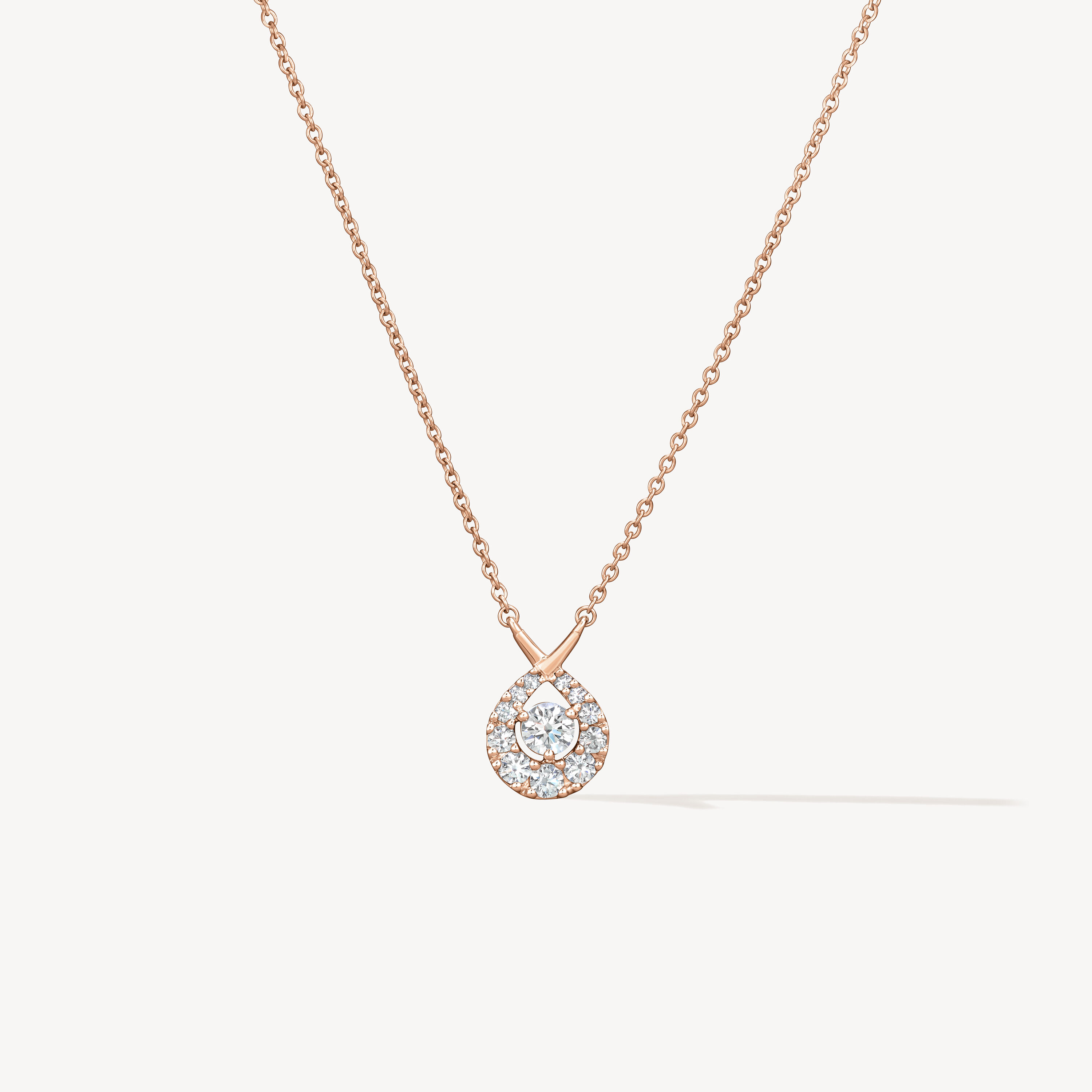 Optima Diamond Pendant Necklace, 18K Rose Gold, large