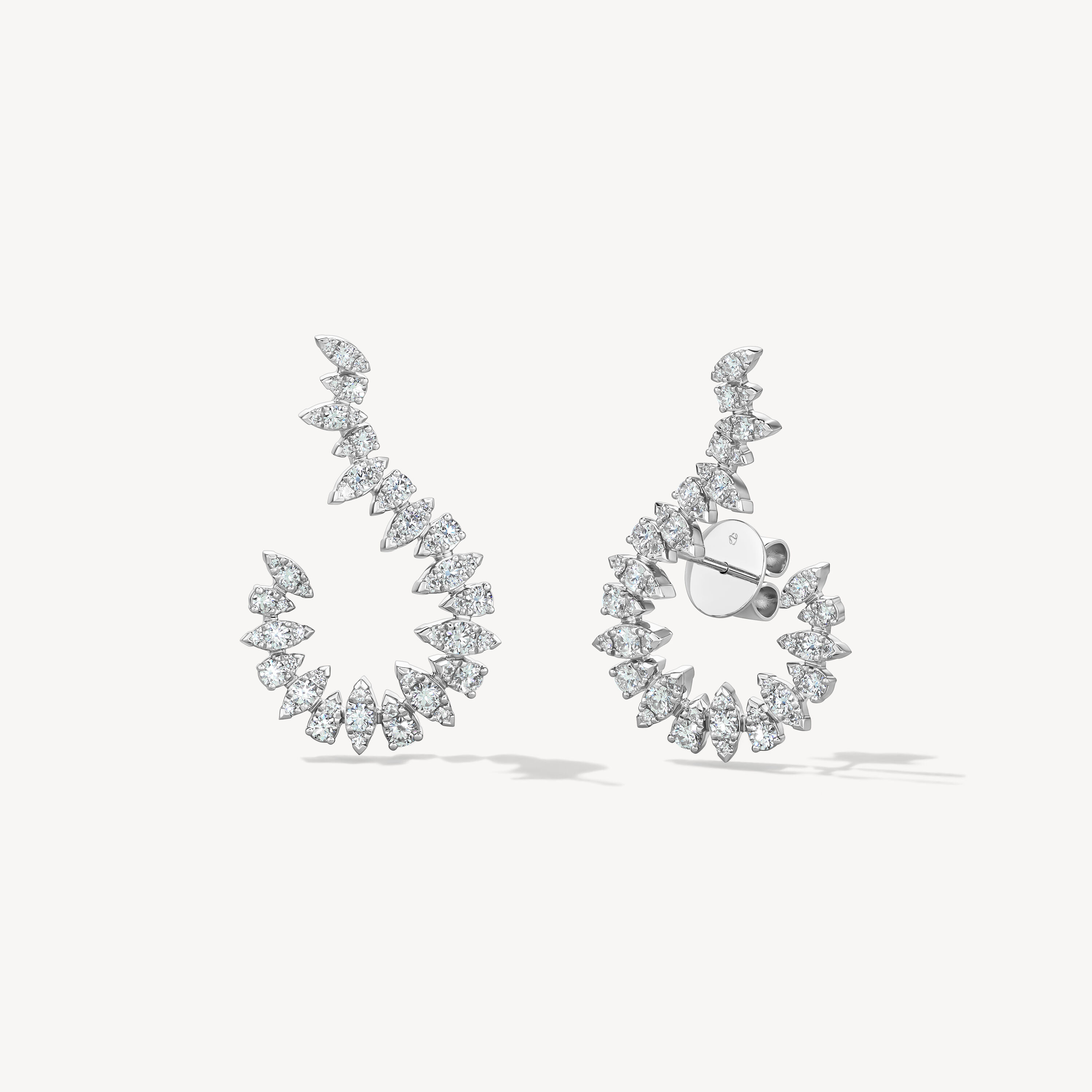 Aerial Twisted Sunburst Earrings, 18K White Gold, large