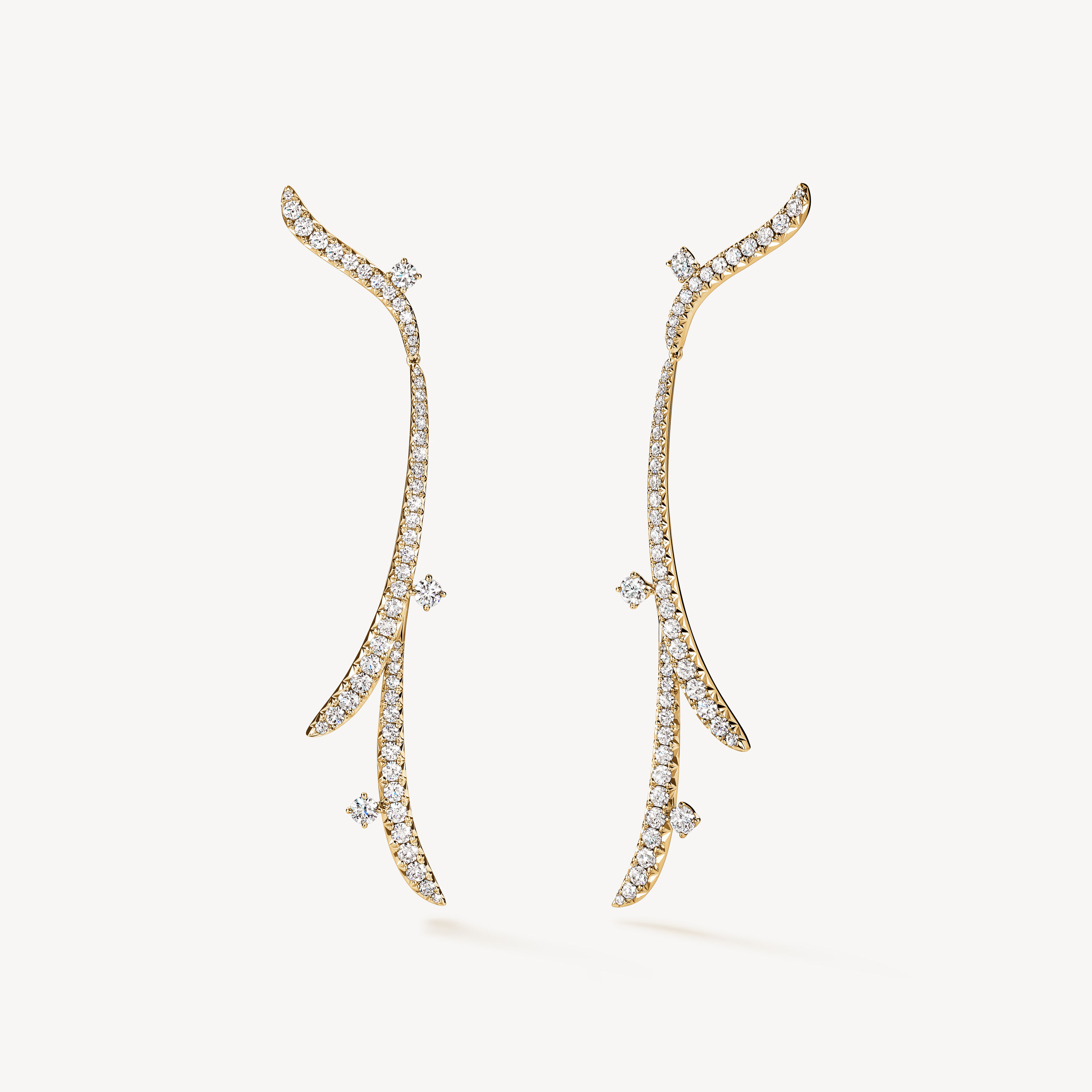 VELA French Cut Pav&eacute; Diamond Drop Earrings, 18K Yellow Gold, large
