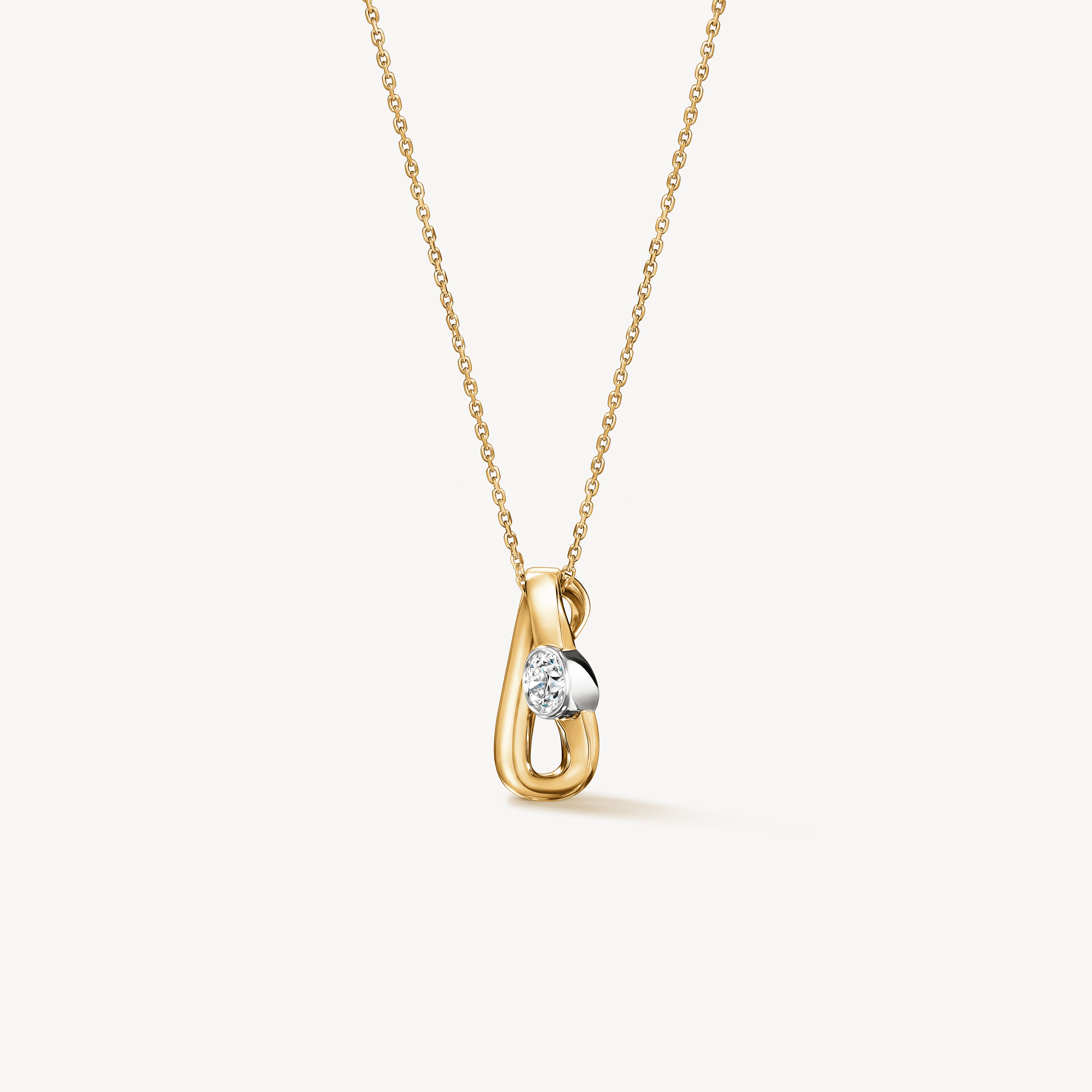 INSIDE/OUT Single Diamond Pendant Necklace, 18K Yellow Gold, large