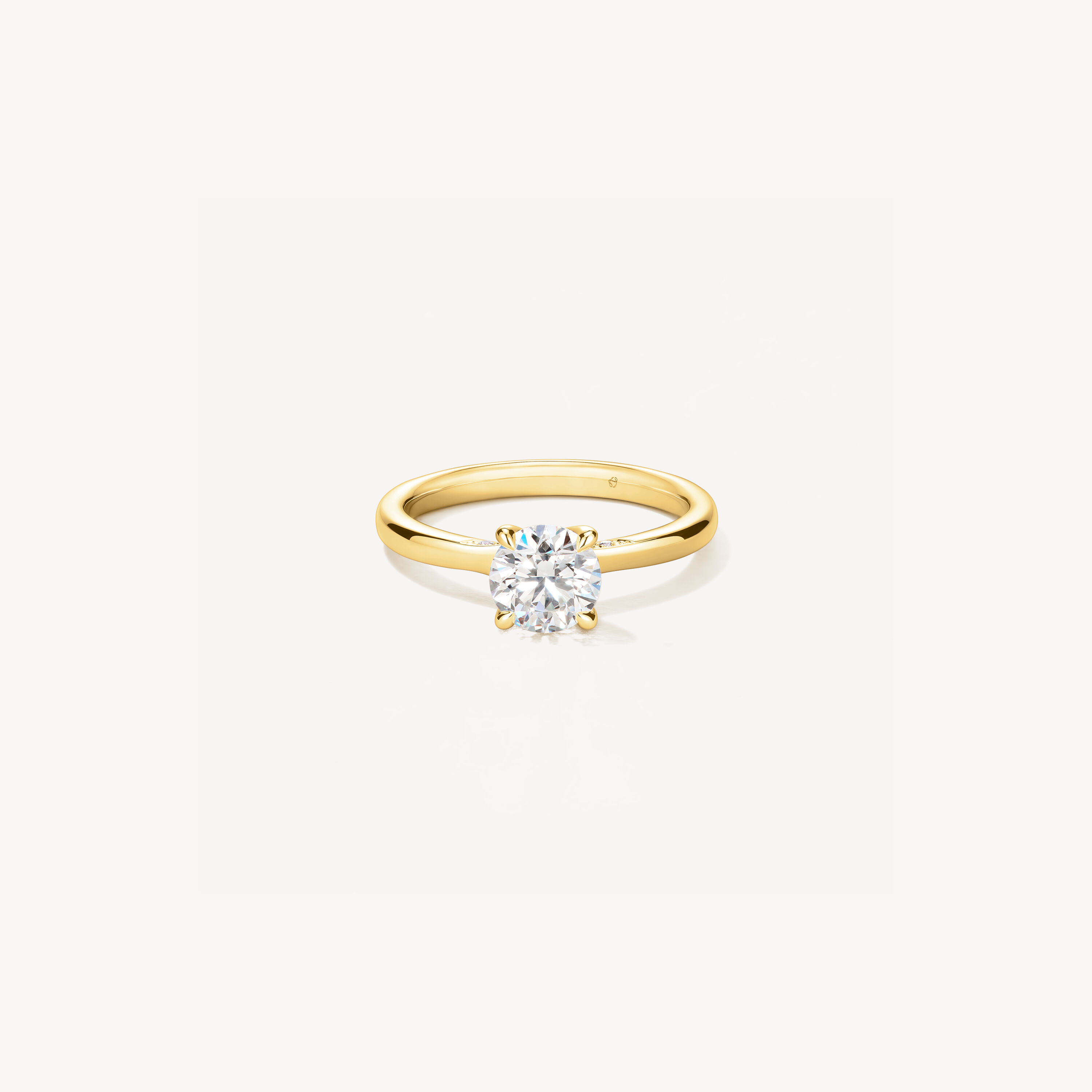 VELA Solitaire Ring With Diamond Gallery, 18K Yellow Gold, large