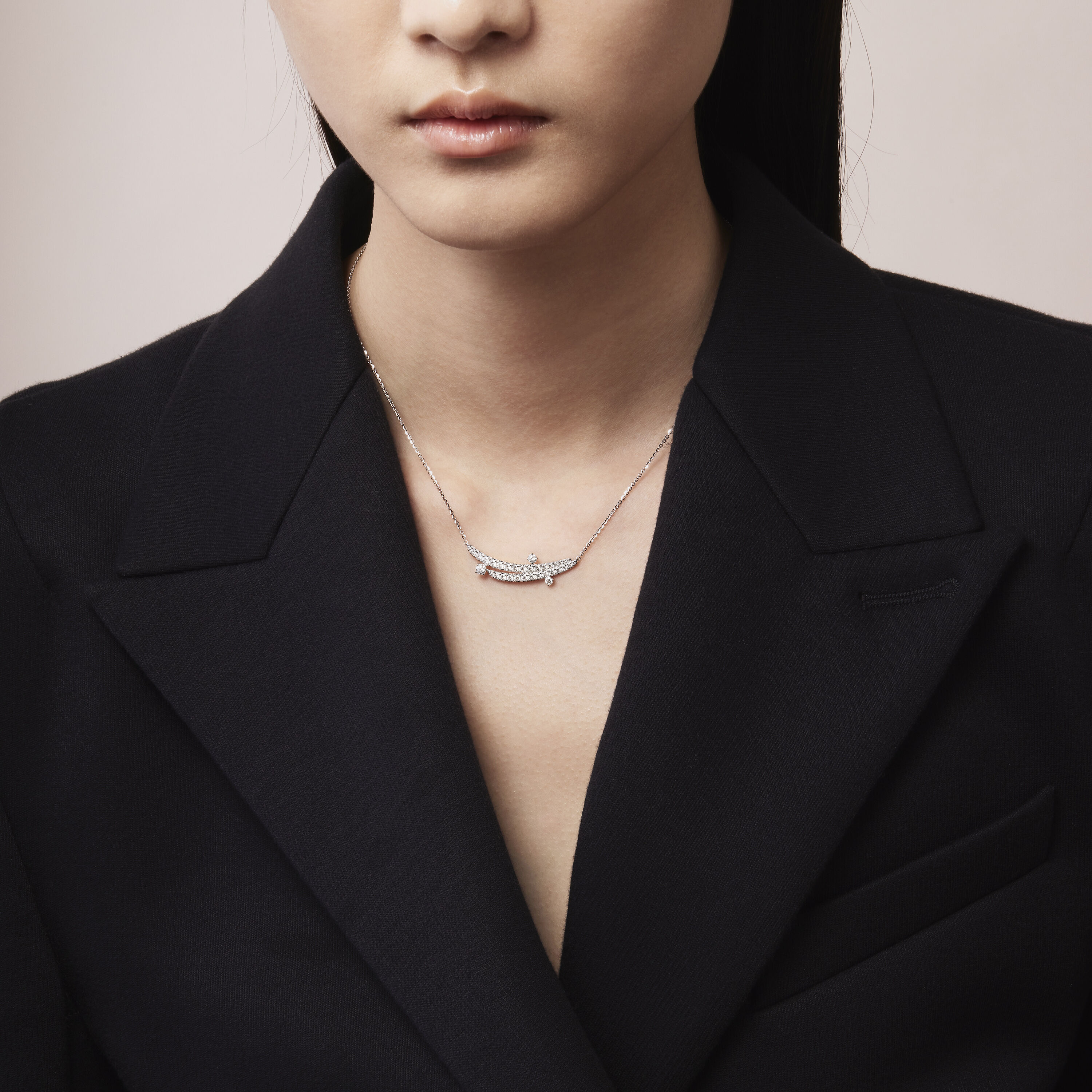 VELA 法式鑲嵌鑽石項鍊, 18K 黄金, large