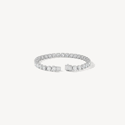 Basic 4-Prong Tennis Bracelet, Platinum, large