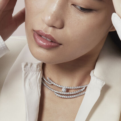 VELA French Cut Pav&eacute; Collar, 18K White Gold, large