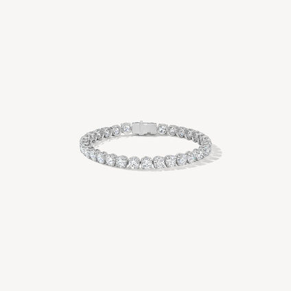 Basic 4-Prong Tennis Bracelet, Platinum, large