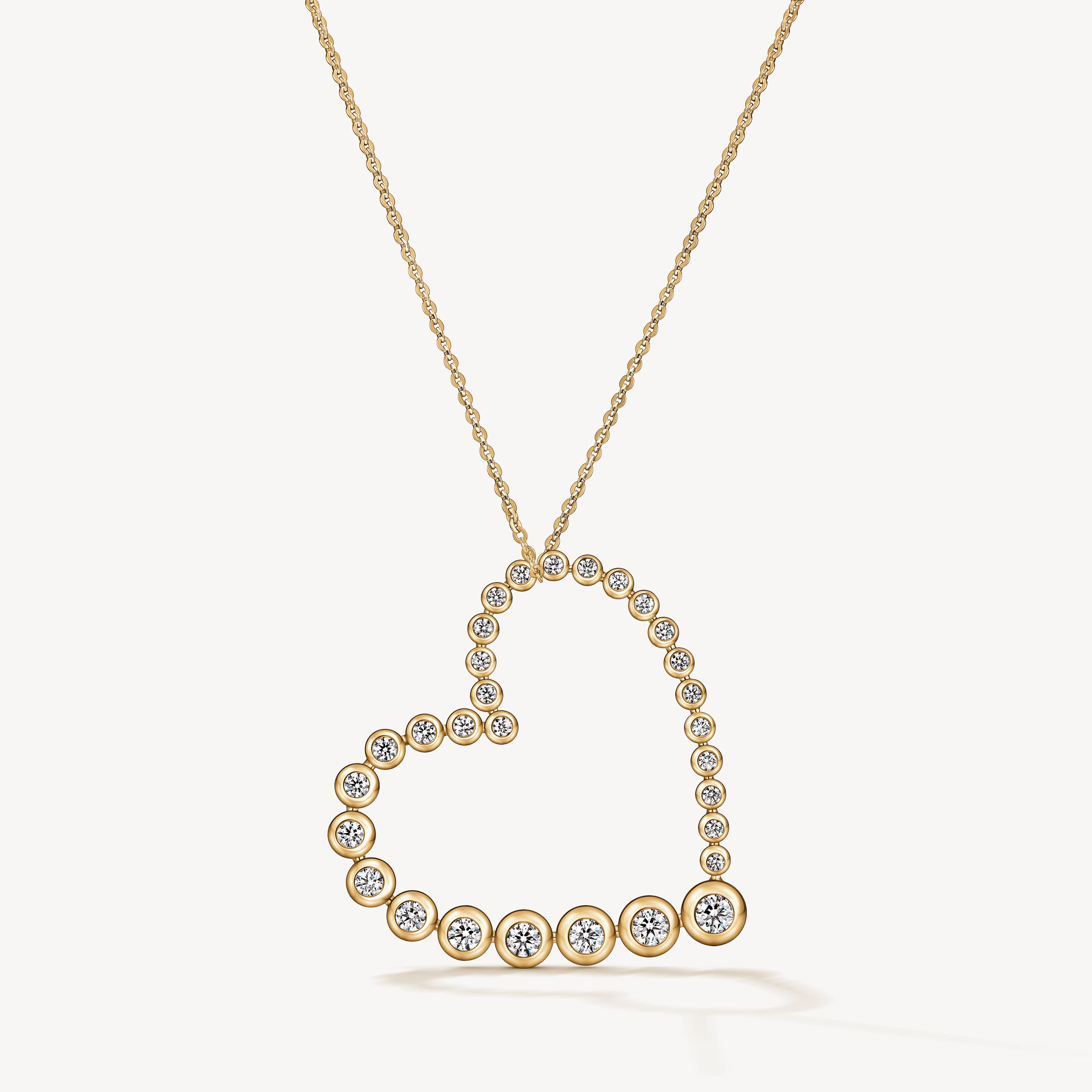 DREAM Heart 鑽石項鍊（大）, 18K 黄金, large