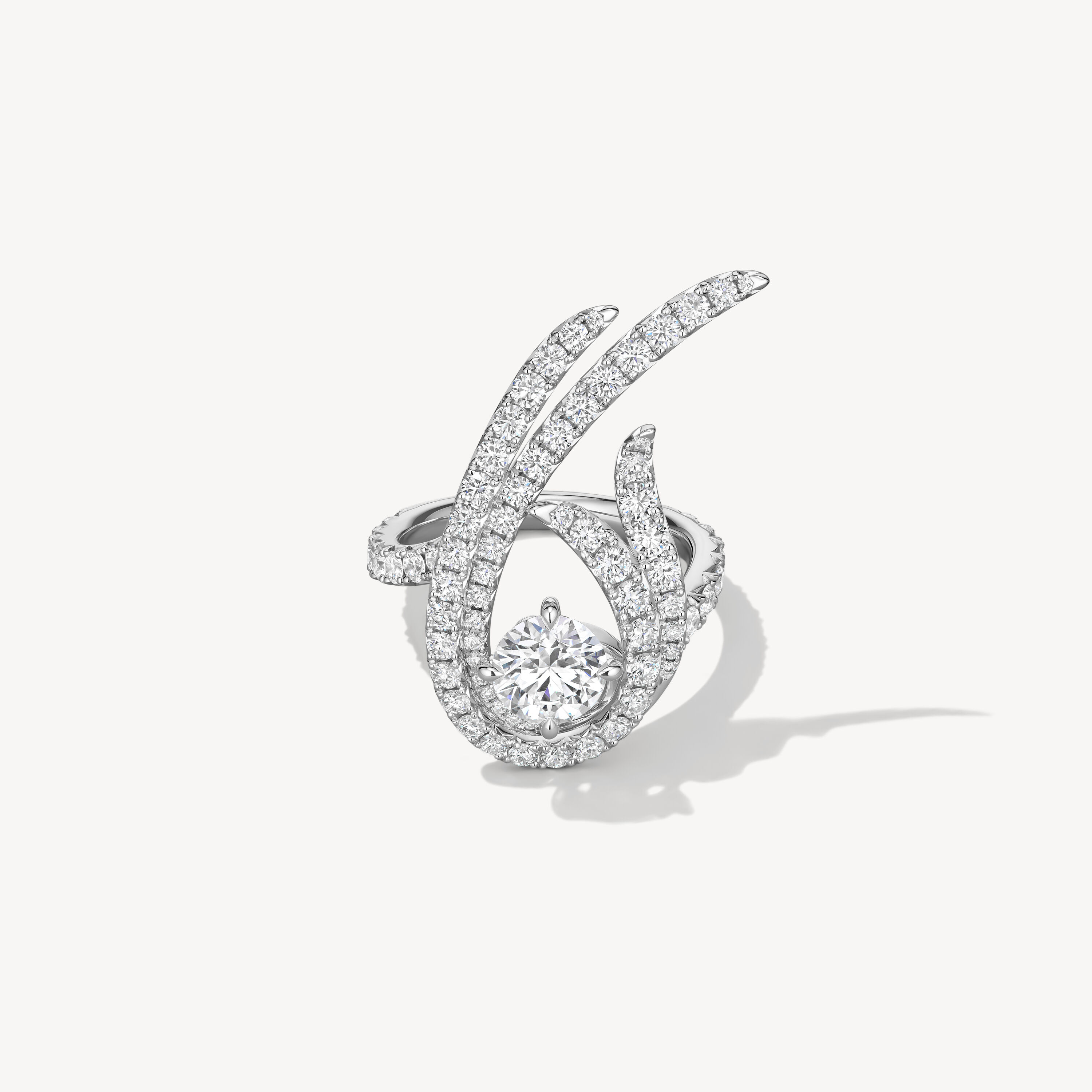 VELA Twisted Cocktail Ring, 18K White Gold, large