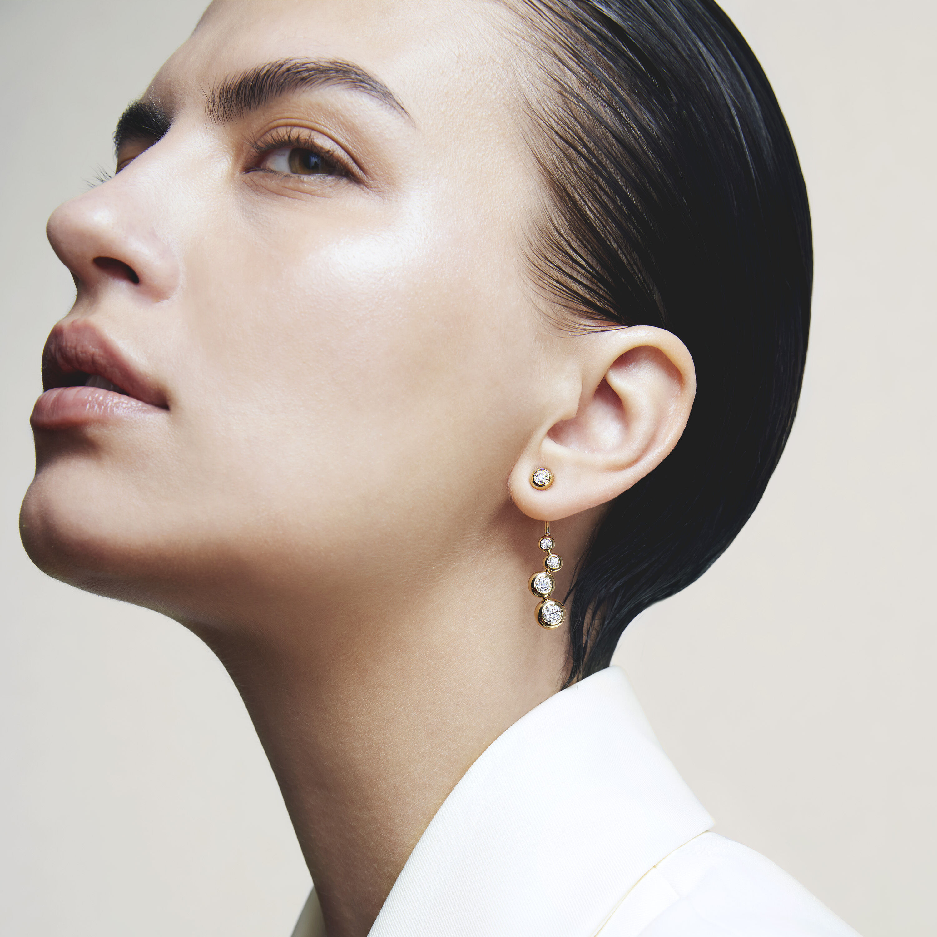 DREAM 鑽石耳環（大）, 18K 玫瑰金, large