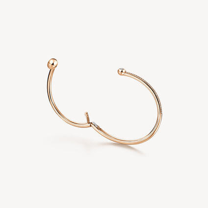 Dream Bypass Pav&eacute; Bangle, 18K Rose Gold, large