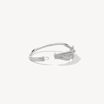 VELA French Cut Pav&eacute; Bangle
, 18K White Gold, large