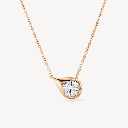 LU Droplet 鑽石項鍊, 18K 玫瑰金, large
