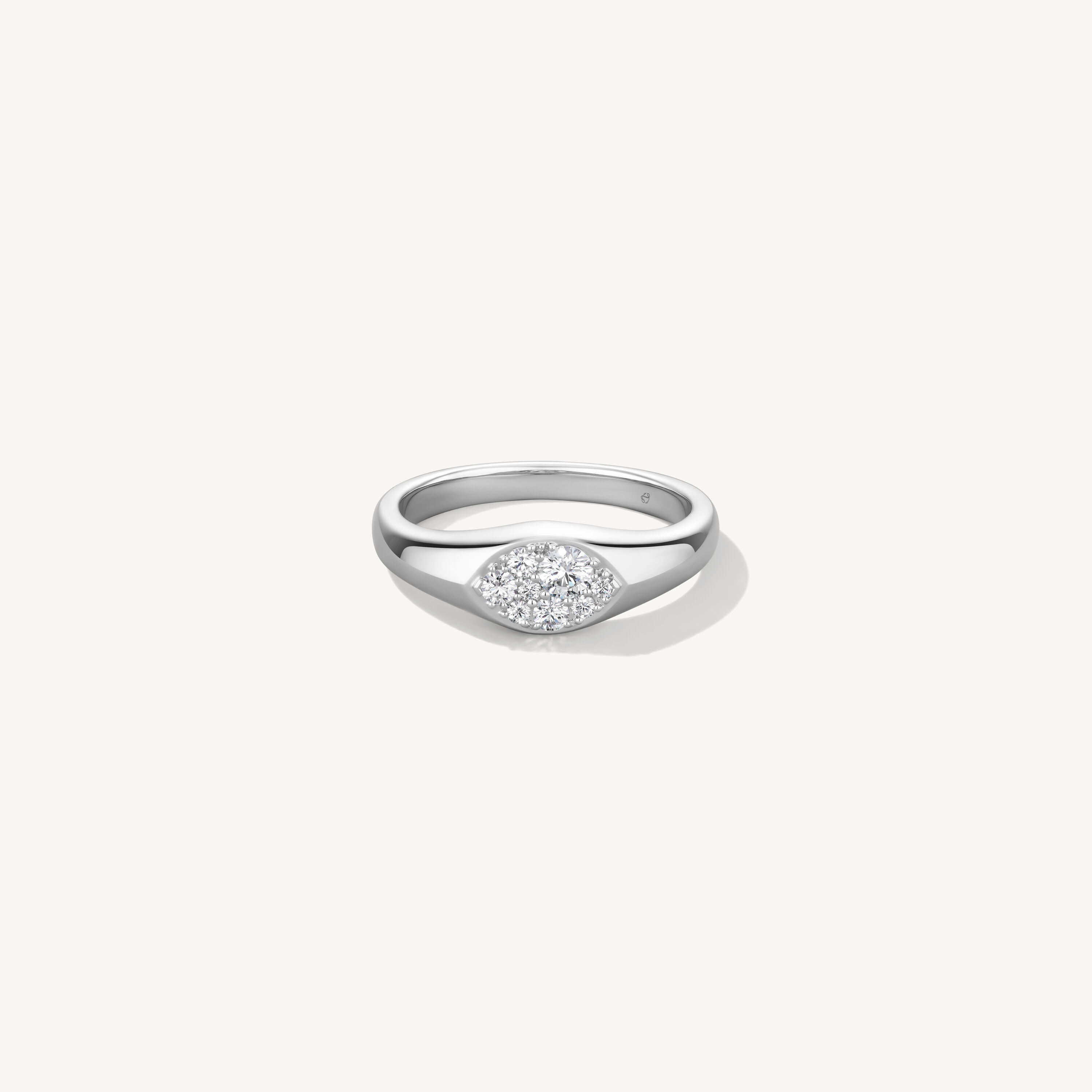 Tessa Navette Signet Ring, 18K White Gold, large