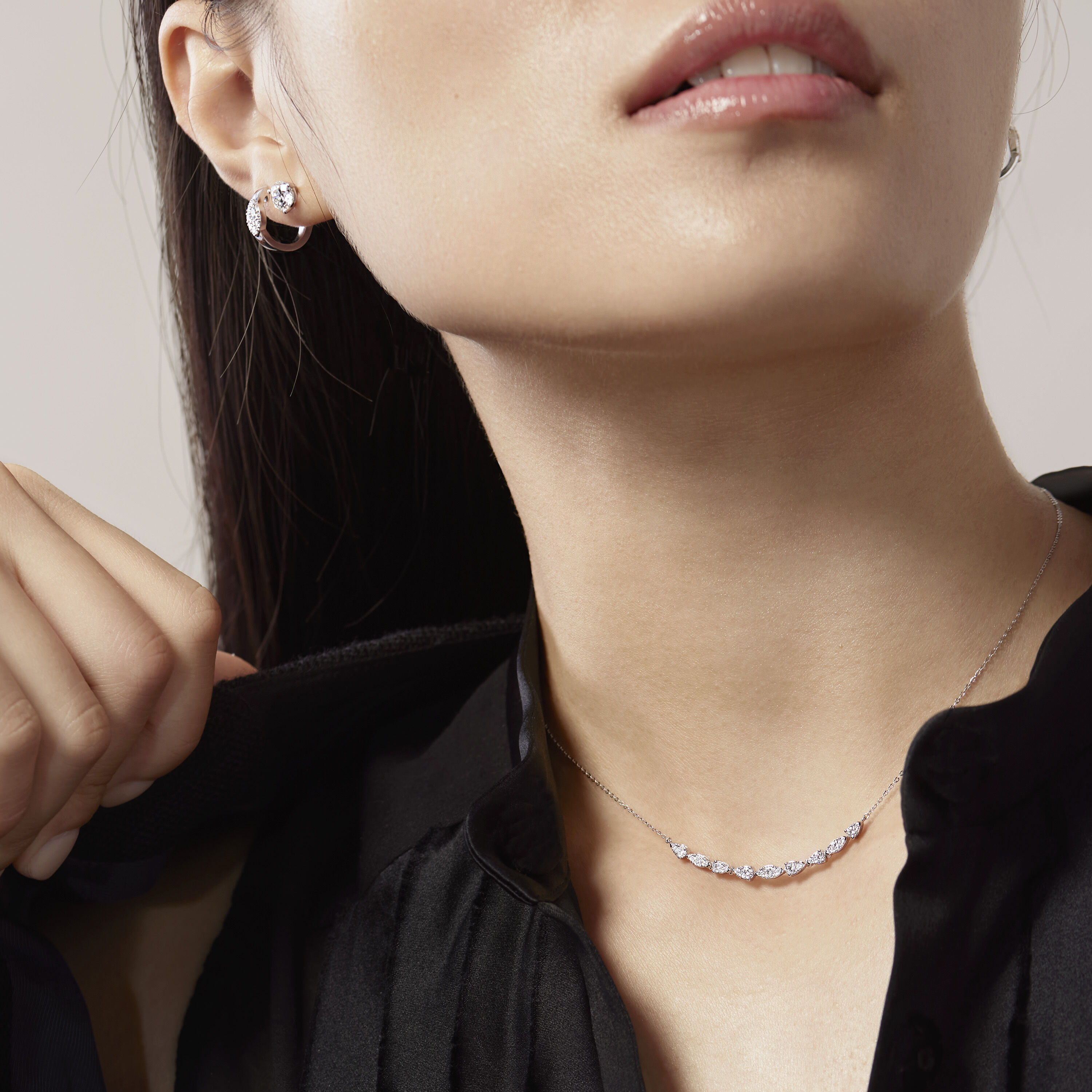 Aerial Dewdrop 鑽石項鏈（小）, 18K 玫瑰金, large