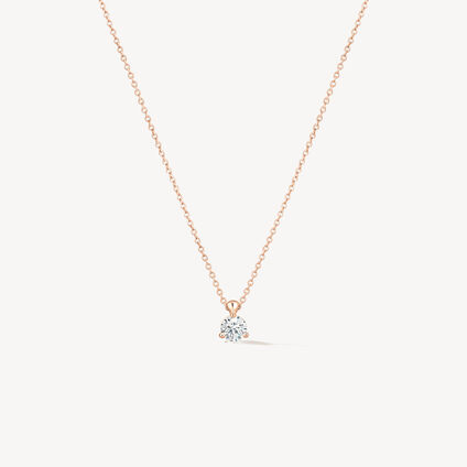 Solitaire Pendant Necklace  - Three-Prong, 18K Rose Gold, large