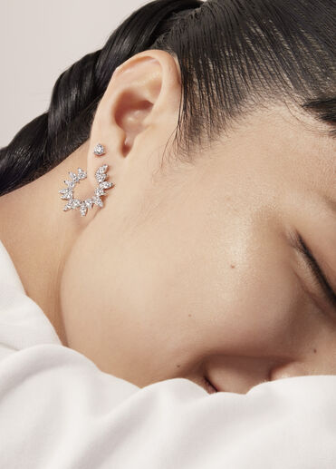 三爪鑽石耳環, 18K 白金  三爪鑽石耳環, 18K 白金, large