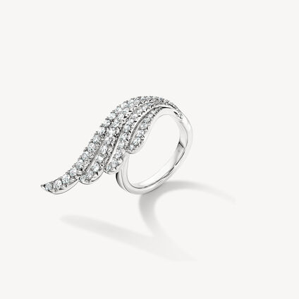 VELA French Cut Pav&eacute; Cocktail Ring, 18K White Gold, large