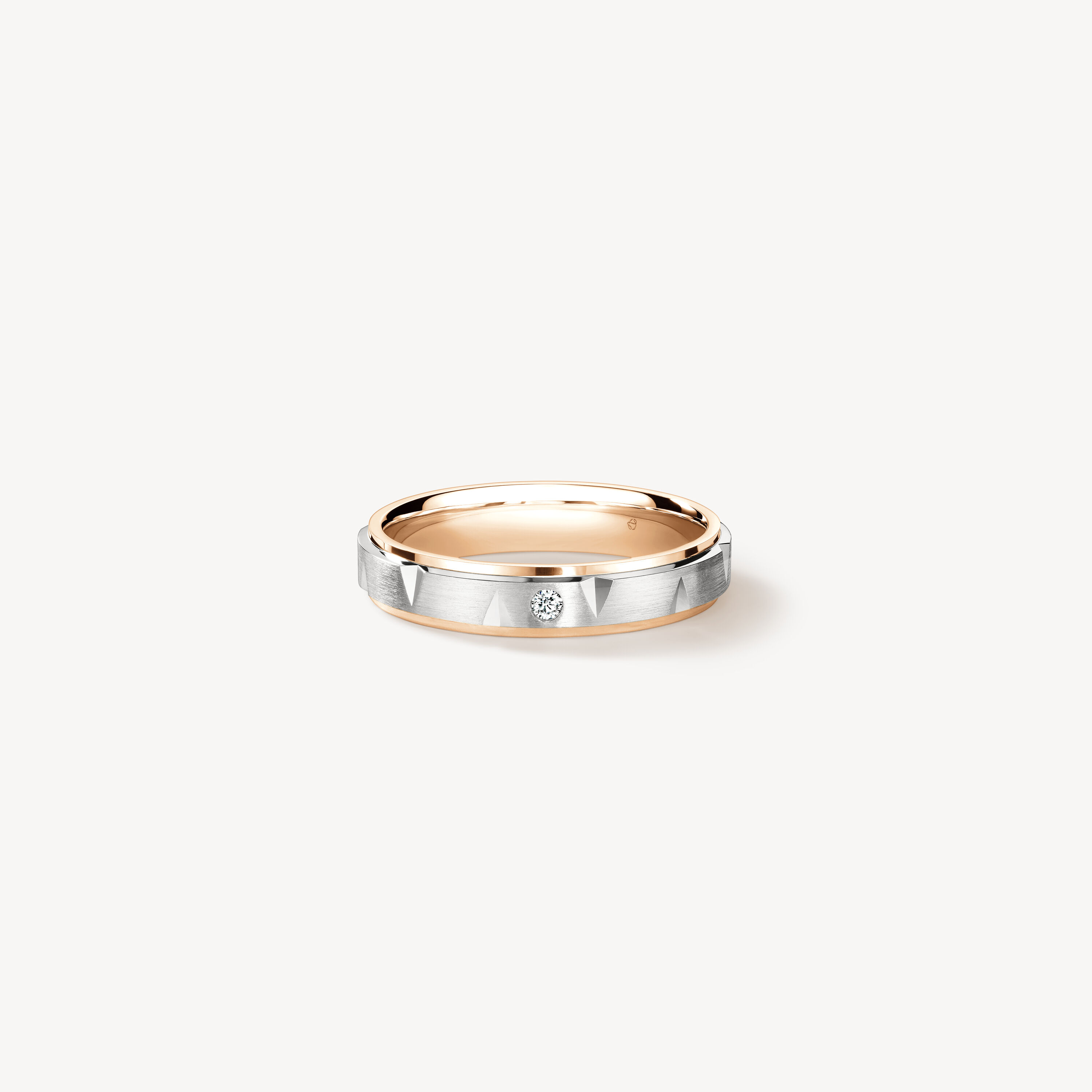 Love Chevron Wedding Band , Platinum and 18K Rose Gold, large