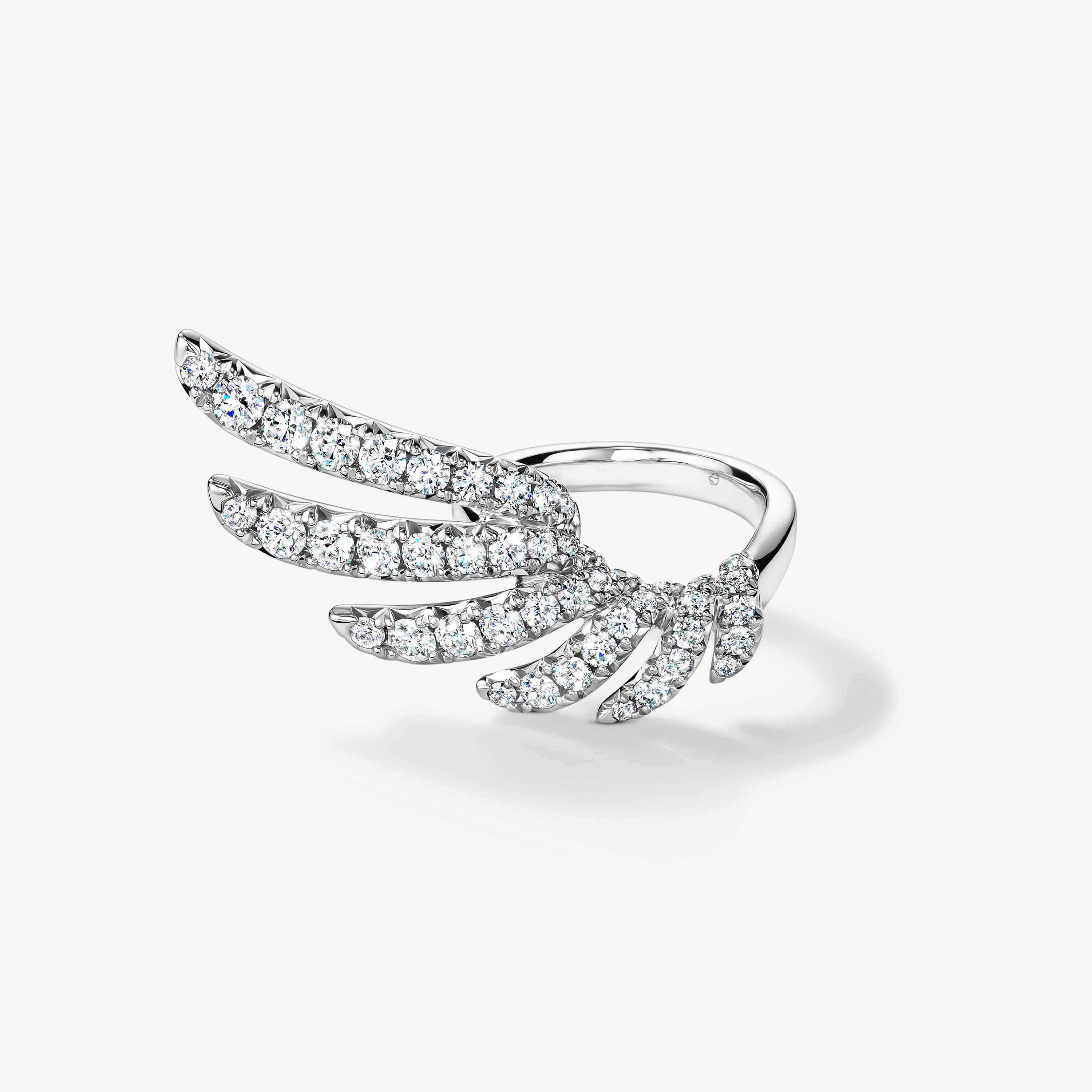 VELA French Cut Pav&eacute; Diamond Wrap Ring, 18K White Gold, large
