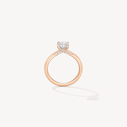VELA Solitaire Ring With Diamond Gallery, 18K Rose Gold, large