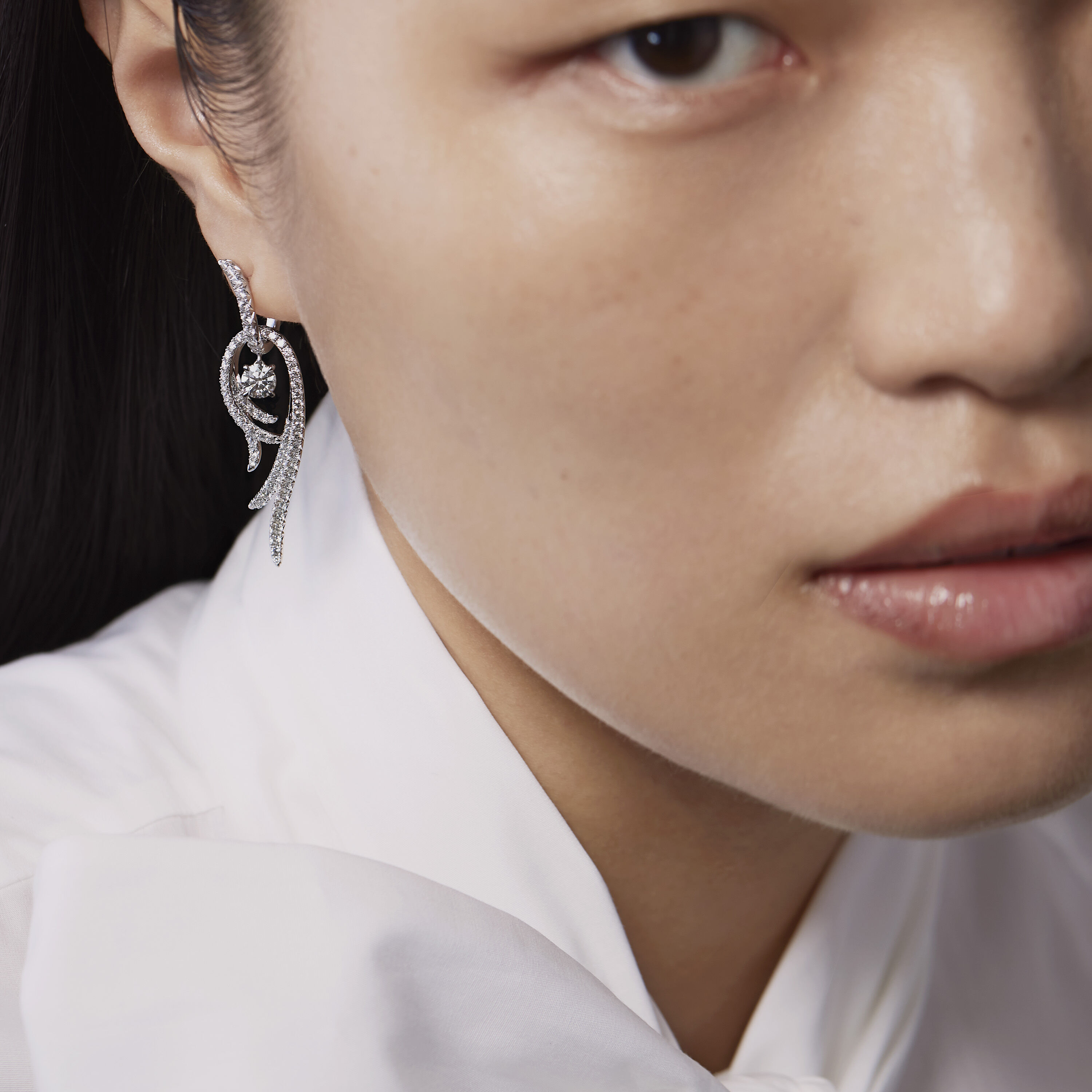 VELA Twisted Drop Earrings, Small, 18K White Gold, large