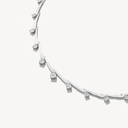 VELA Crossover Necklace , 18K White Gold, large