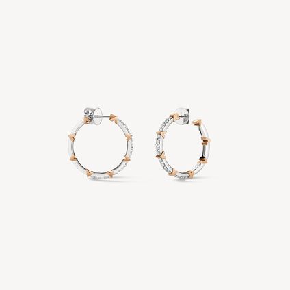 Copley Pav&eacute; Diamond Hoop Earrings, Medium, 18K White gold and Rose gold, large