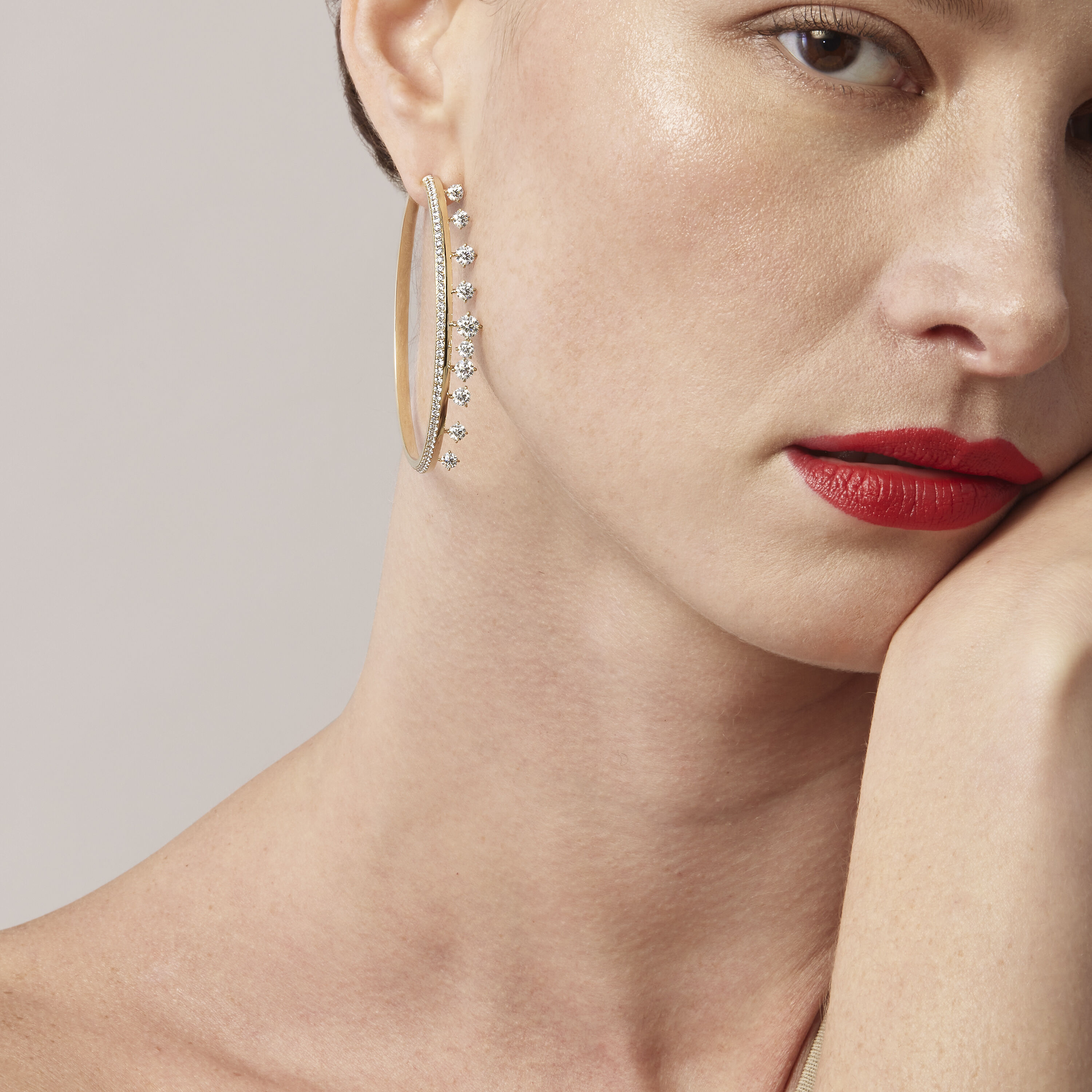 Barre Floating鑽石耳環 (大), 18K 玫瑰金, large