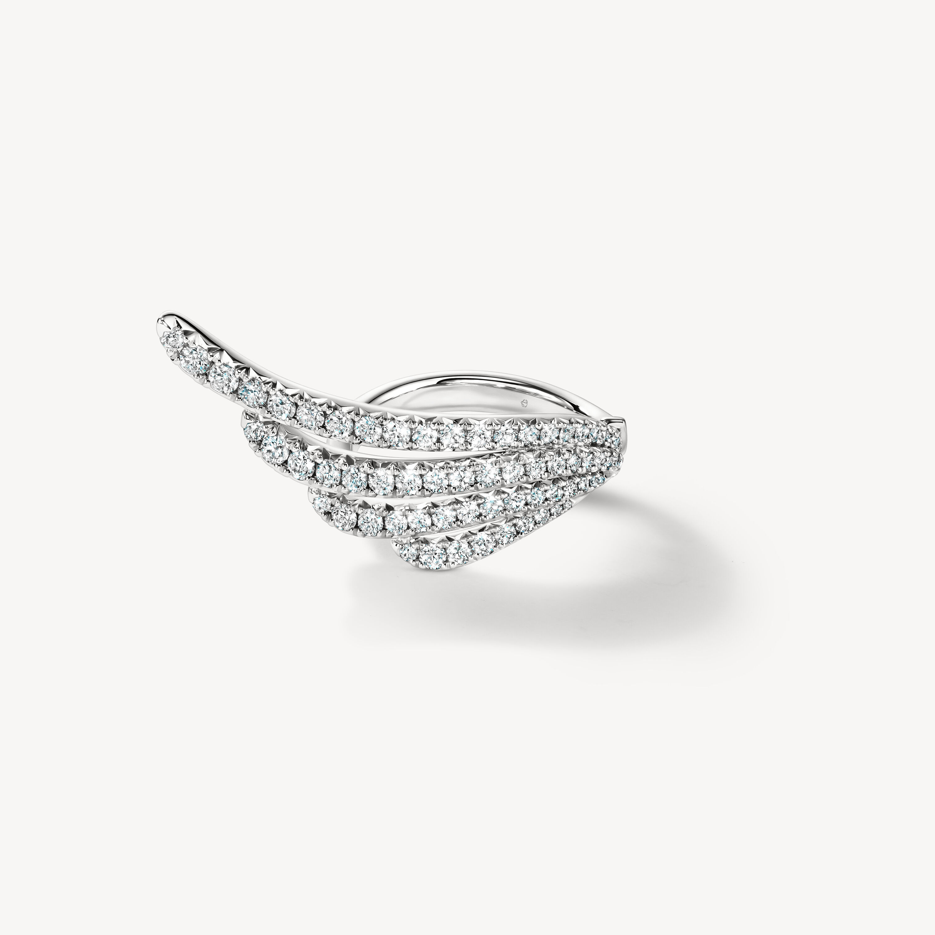 VELA French Cut Pav&eacute; Cocktail Ring, 18K White Gold, large