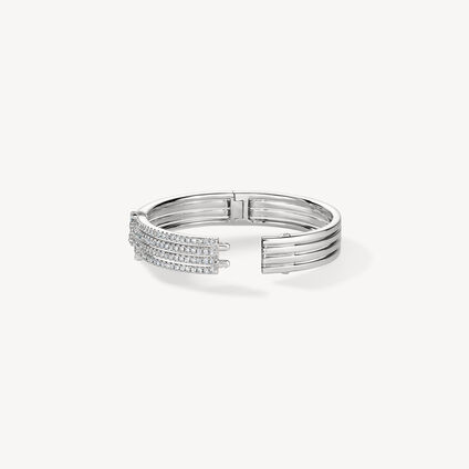 VELA French Cut Pav&eacute; Diamond Bangle, 18K White Gold, large