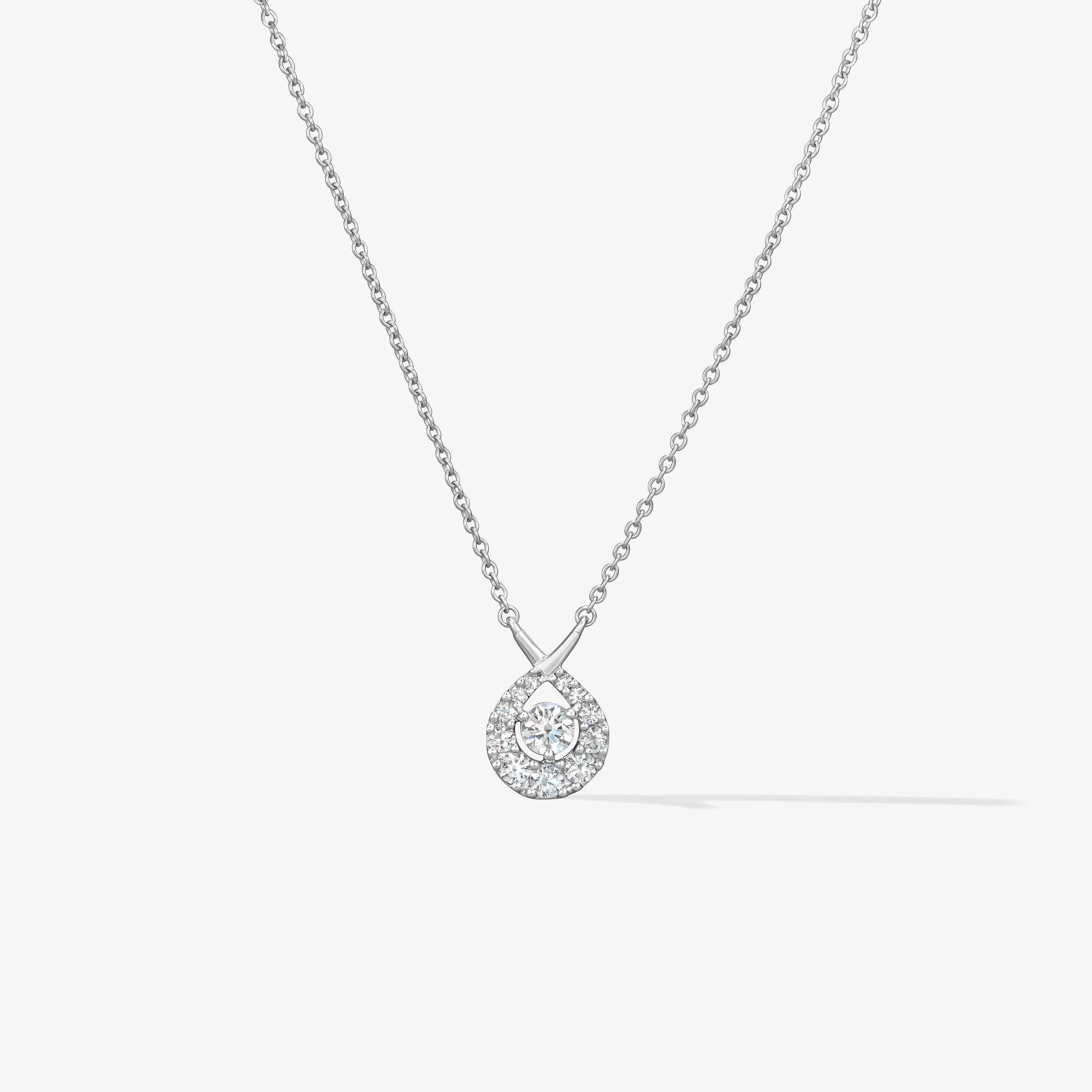 Optima Diamond Pendant Necklace, 18K White Gold, large