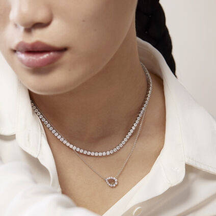 Aerial Regal Scroll Teardrop 鑽石項鍊, 18K 白金, large