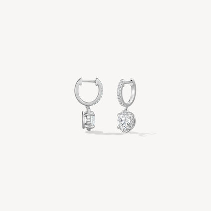 Ellipse Diamond Leaverback Earrings, 18K White Gold, large