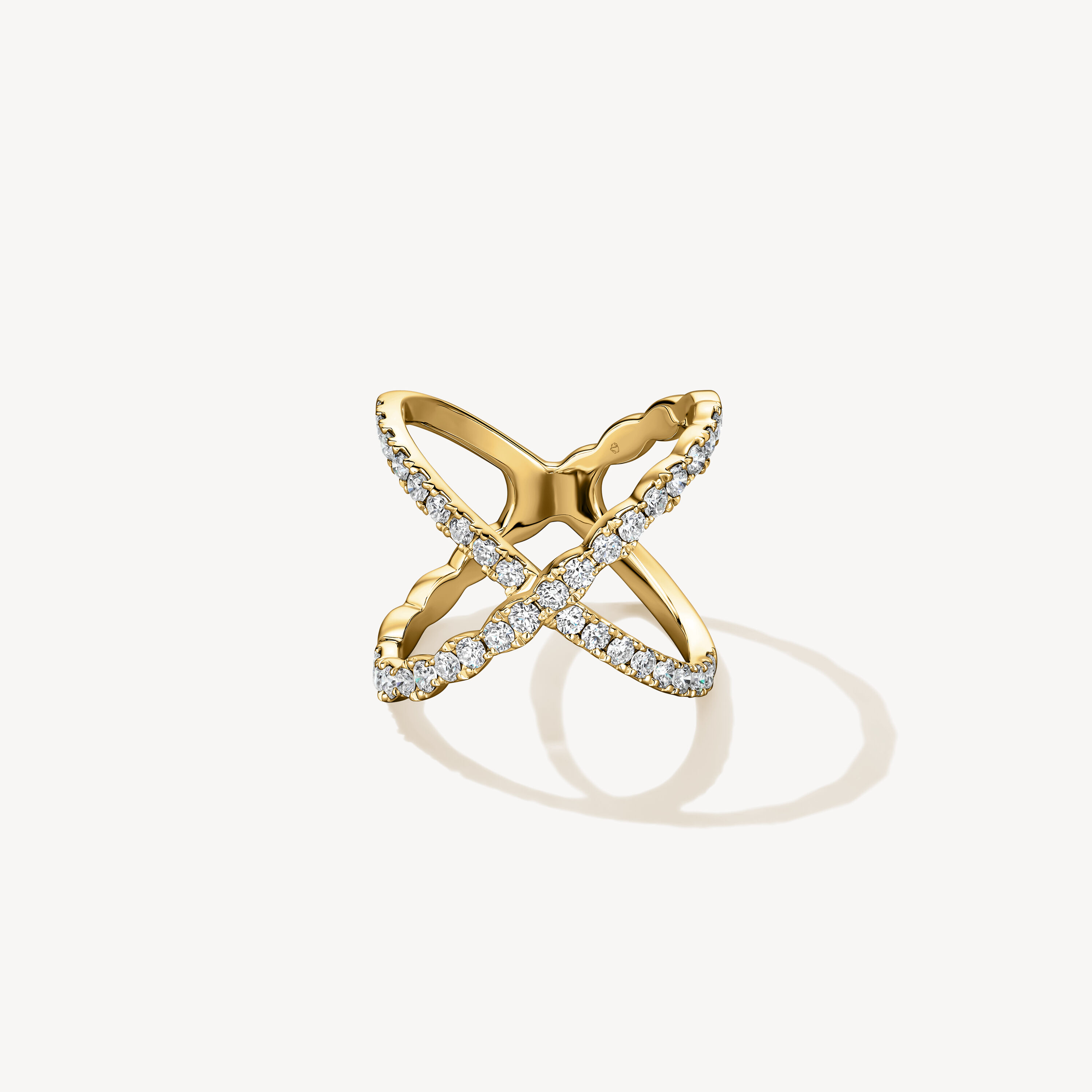 Lorelei Diamond Criss Cross Ring, 18K Yellow Gold, large