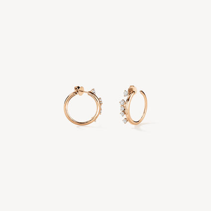 BARRE Floating Diamond Small Hoops, 18K Rose Gold, large