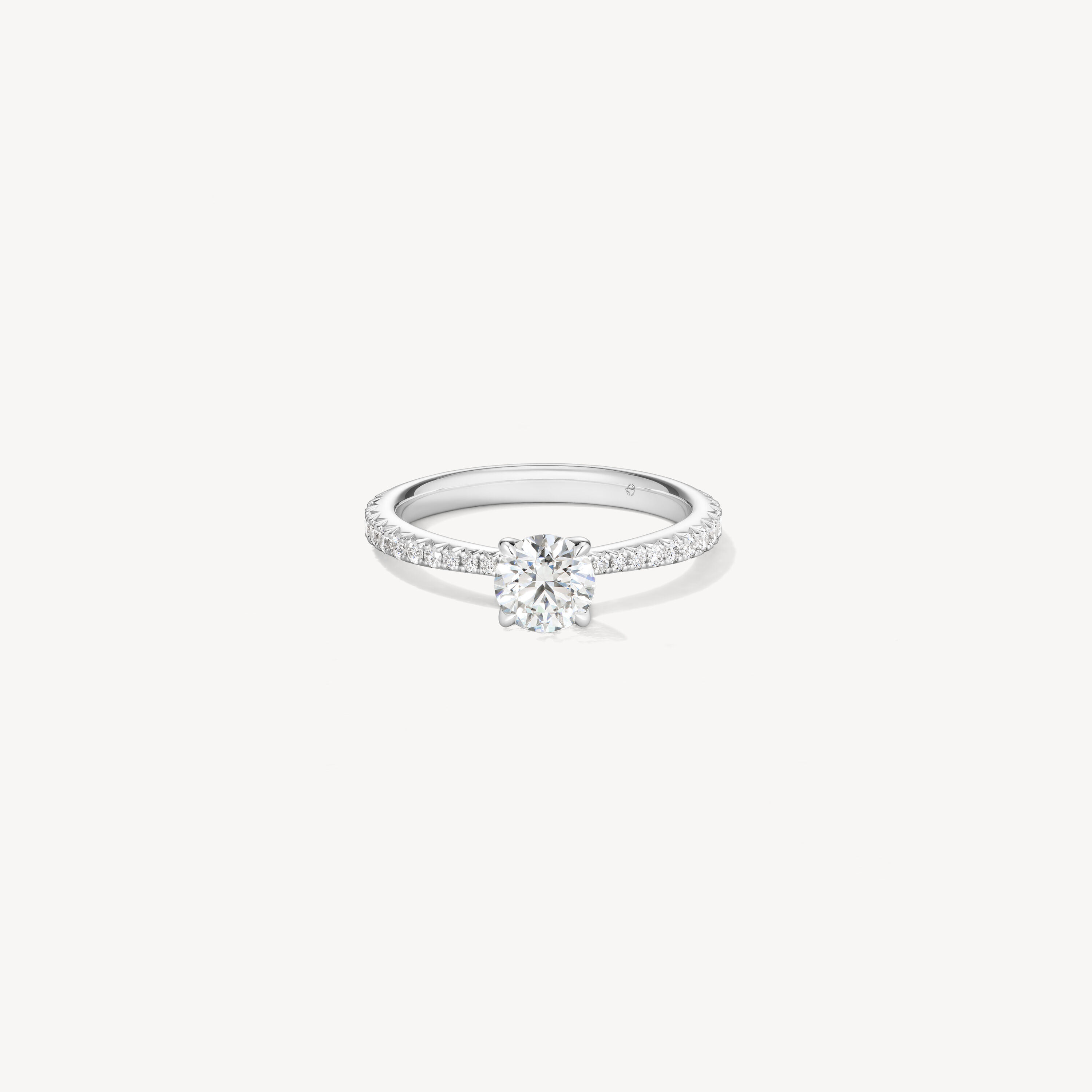 VELA Solitatire Ring With Diamond Band, Platinum, large