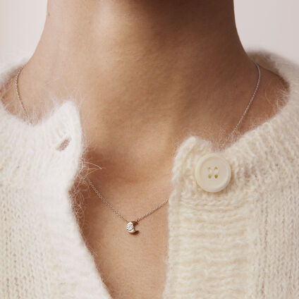 CHARMED HALF MOON 鑽石項鍊, 18K 白金, large
